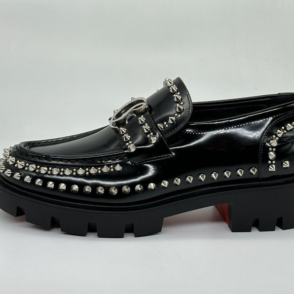 Christian Louboutin CL MOC LUG SPIKES FLAT Leather Loafers Moccasin Shoes - Picture 5 of 15